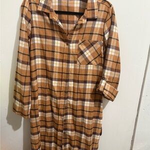 Plaid Button-Up Shirt Dress